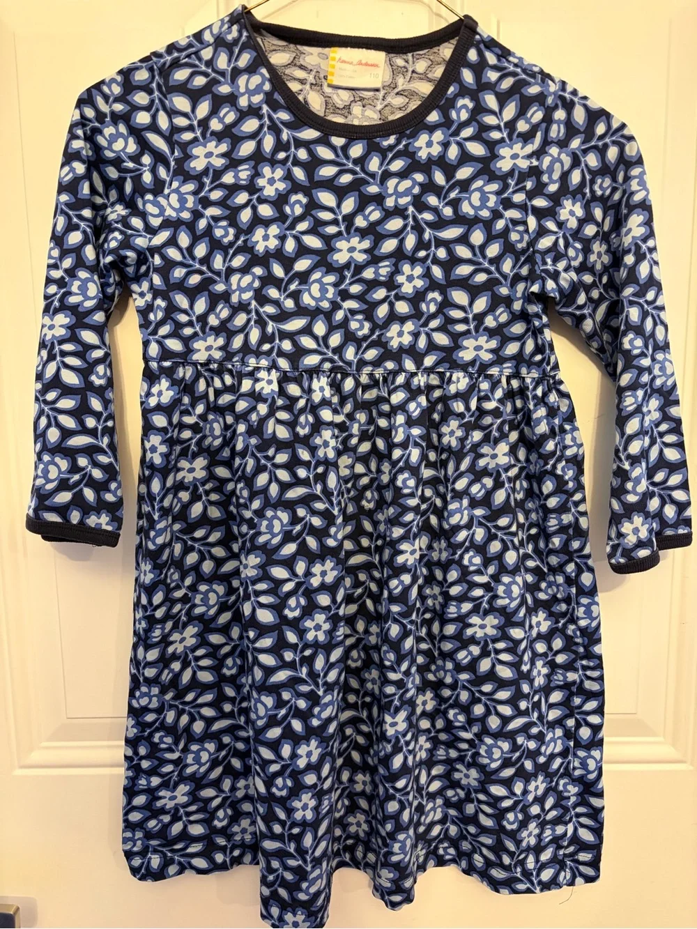Hanna Andersson Navy & Light Blue Floral Cotton Dress Size 110